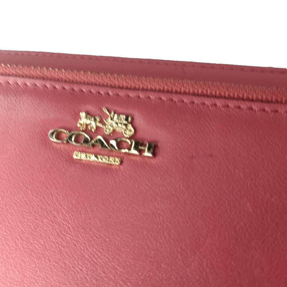 Vintage Coach Accordion Double Zip Wallet Smooth Leather Raspberry Red Y2K - Picture 11 of 12